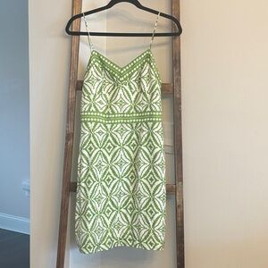 Milly of New York Green and White Geometric Mini Dress
